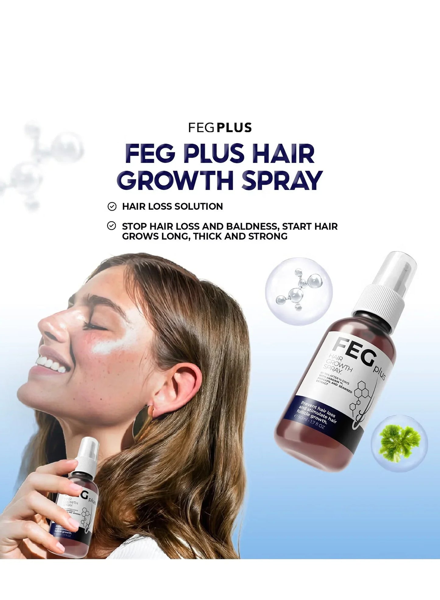 FEG Plus Hair Growth Serum – Fast Hair Regrowth, Stronger Roots & Thicker, Fuller Hair