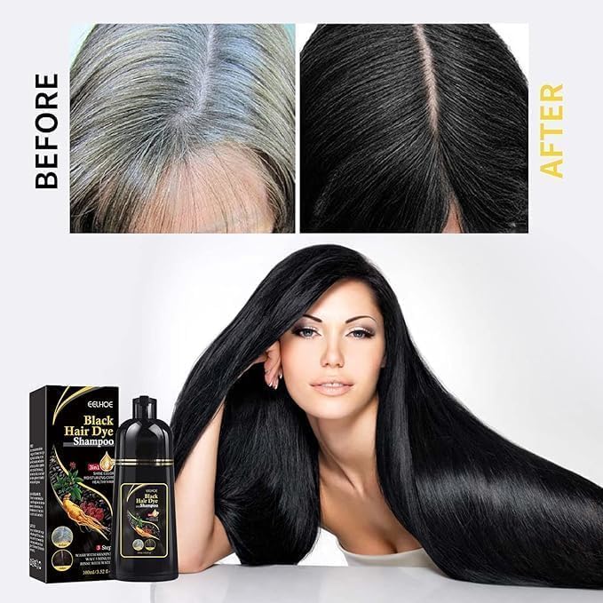 Natural Black Hair 3-in-1 Dye Shampoo – Instant Hair Color, Conditioner & Long-Lasting Shine