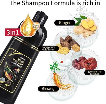 Natural Black Hair 3-in-1 Dye Shampoo – Instant Hair Color, Conditioner & Long-Lasting Shine